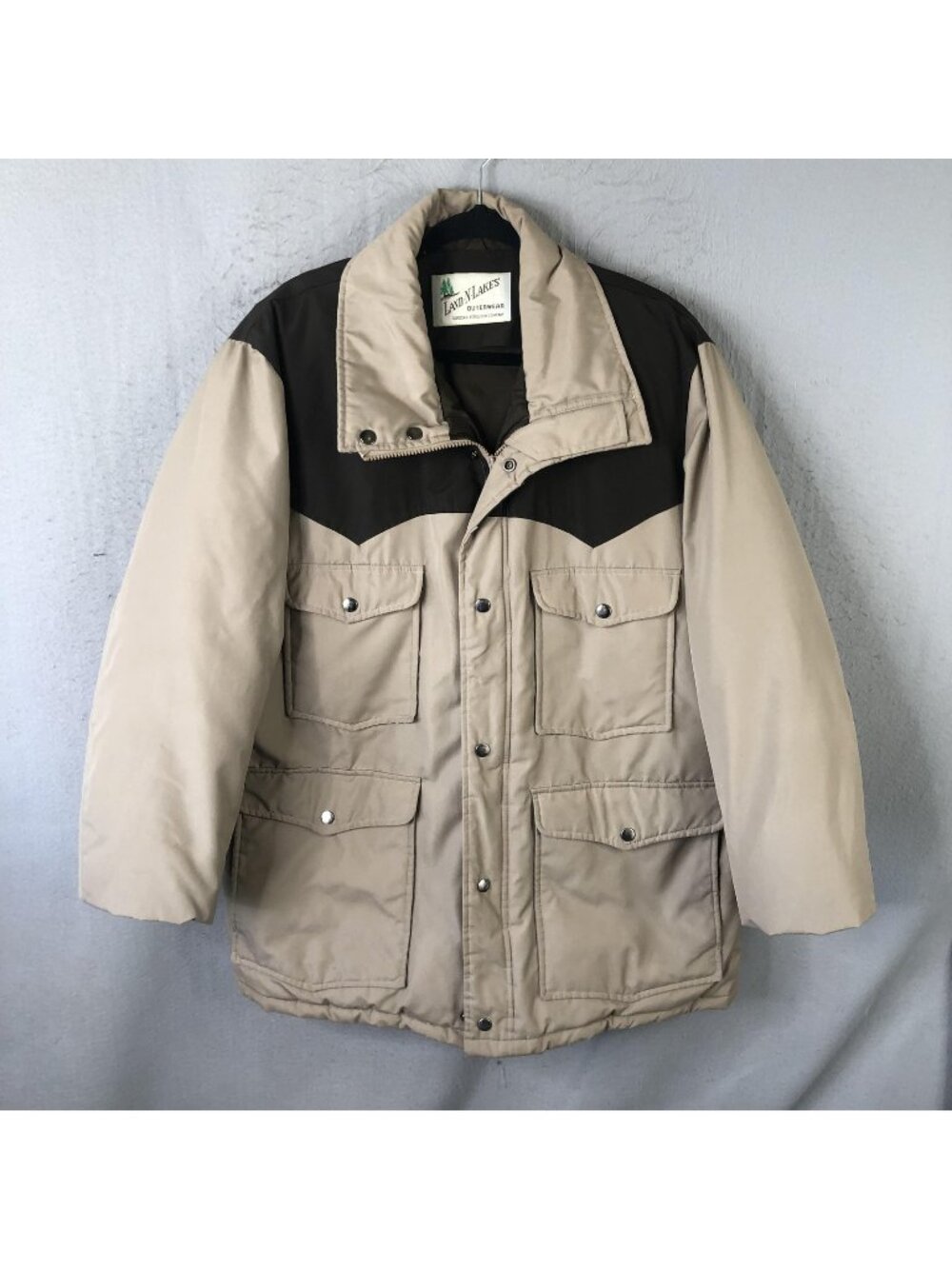 Vintage Land-N-Lakes Coat Mens XL Beige Brown Parka Western Outdoor Workwear 70s